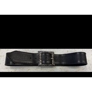 Belt Shak‎ Men's Black Leather Belt Silver Buckle Canada Medium Med